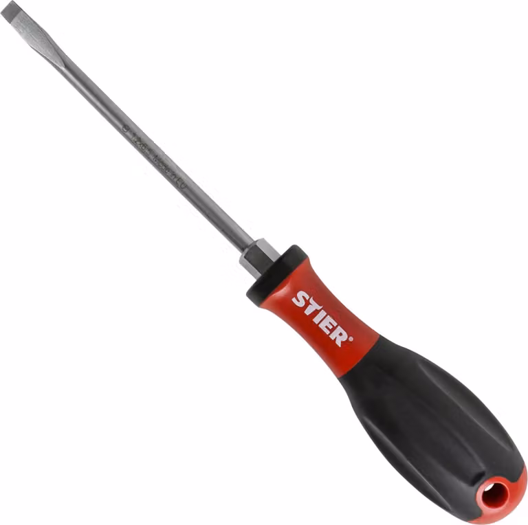Cacciavite a taglio STIER con impugnatura di potenza 3K + aiuto per chiave esagonale / larghezza lama a taglio x spessore lama a taglio 6,5 x 1,2 mm, cacciavite, cacciavite a taglio