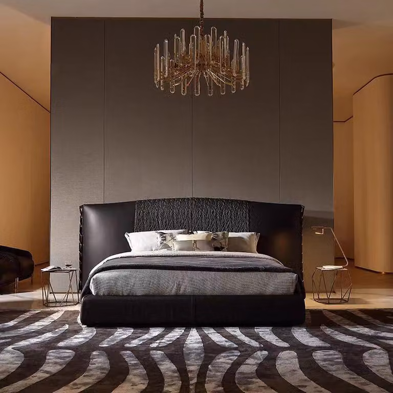 Designerbett Schwarz Modernes Polsterbett Luxus Schlafen Exklusives Design Stil
