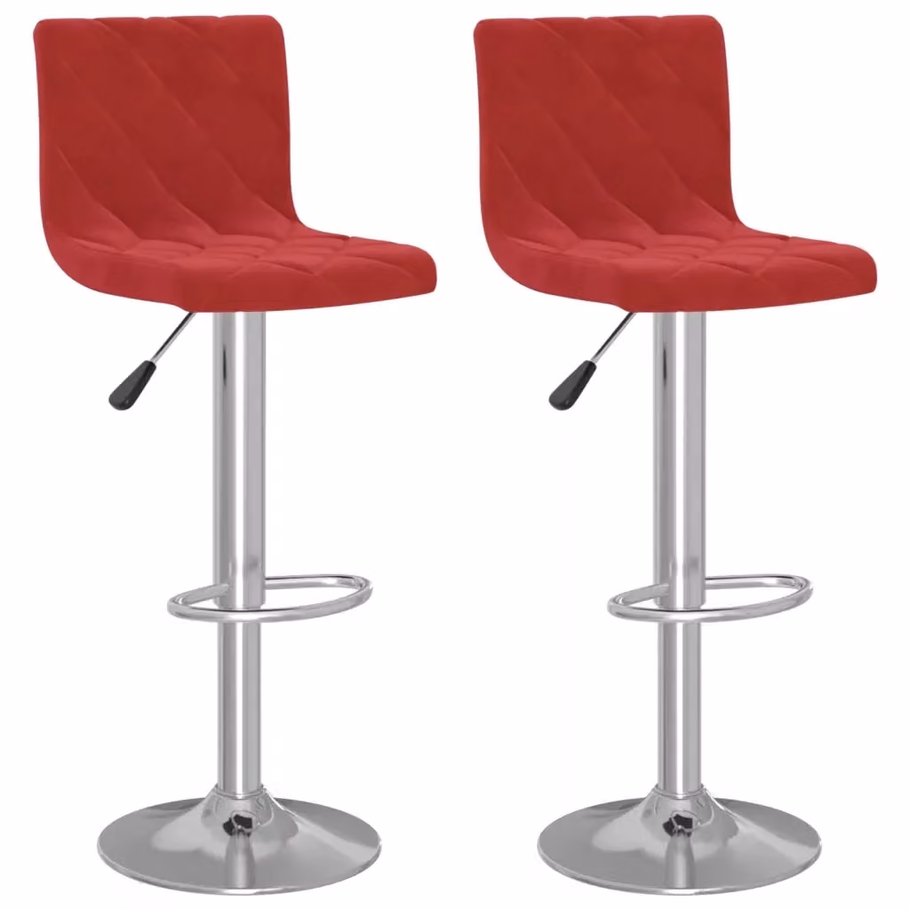 Set di 2 sgabelli da bar vidaXL in velluto rosso con seduta girevole a 360 gradi – 2