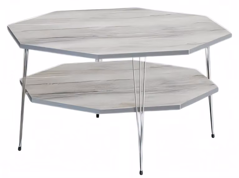 Moderner grauer Couchtisch aus Holz mit elegantem Design