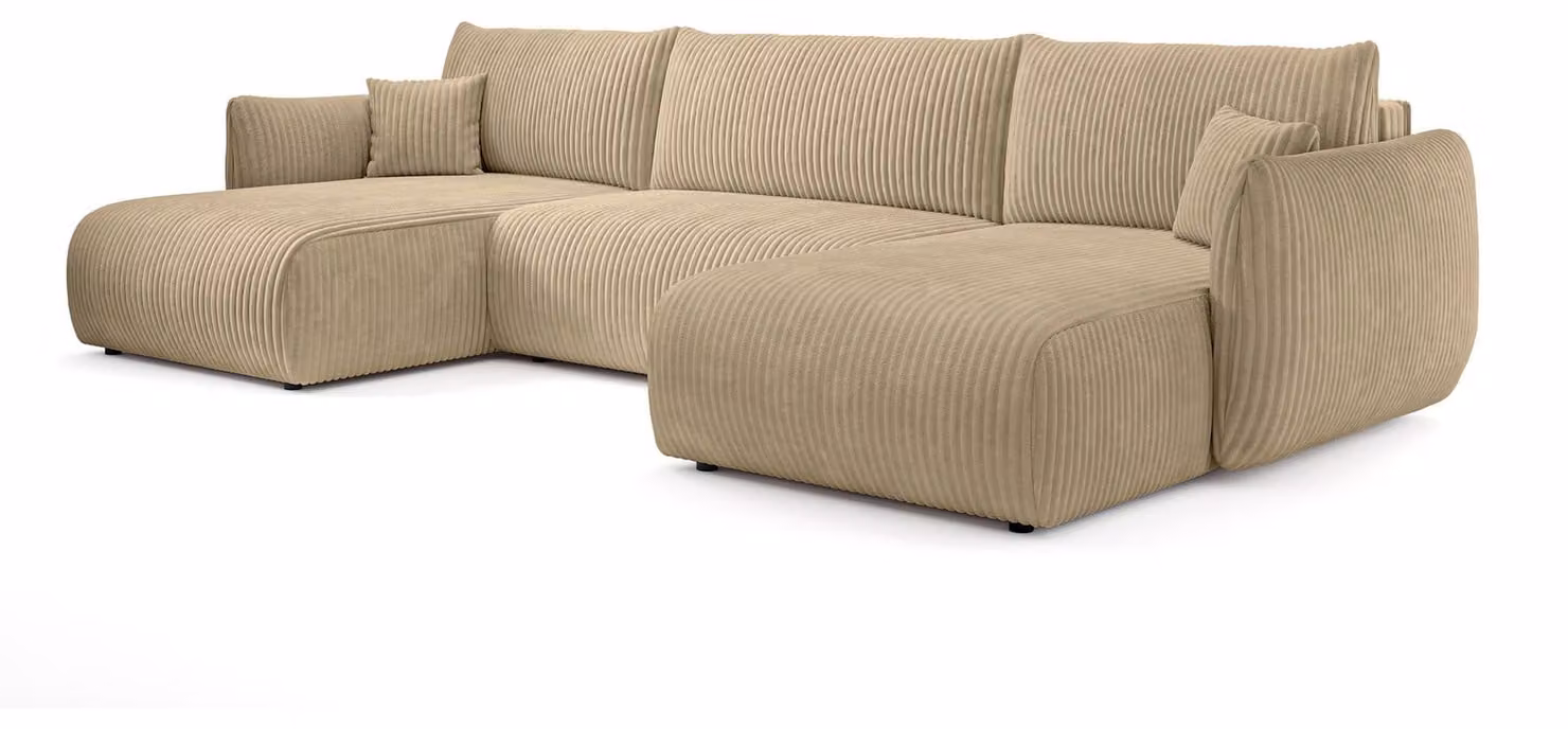 Divano a tre posti con funzione letto, modello Alloro, finitura verde oliva e dettagli in rame