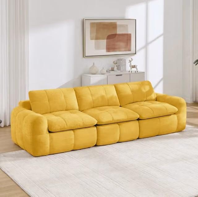 Divano modulare 3 posti 264x97x68 cm in ciniglia; senza telaio; giallo