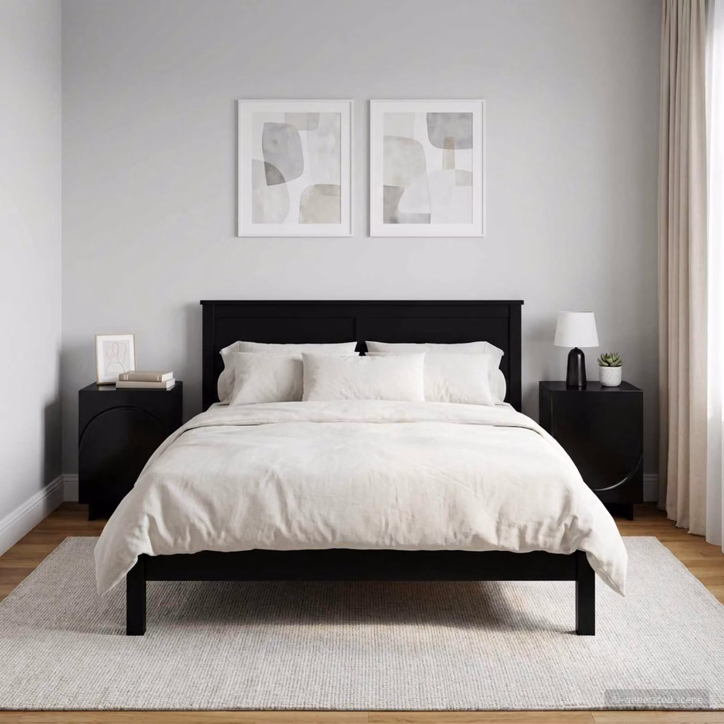 Set di 2 comodini vidaXL moderni in legno ingegnerizzato nero L/P/H: 33,5 x 34,5 x 50 cm