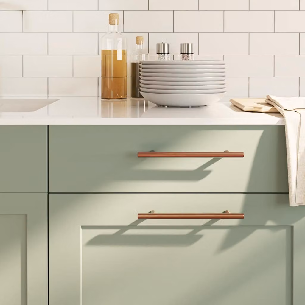 Set di 10 maniglie per mobili vidaXL in acciaio inox color bronzo, lunghezza 160 mm