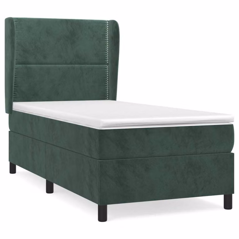 Giroletto a Molle con Materasso Verde Scuro 90x190 cm Velluto