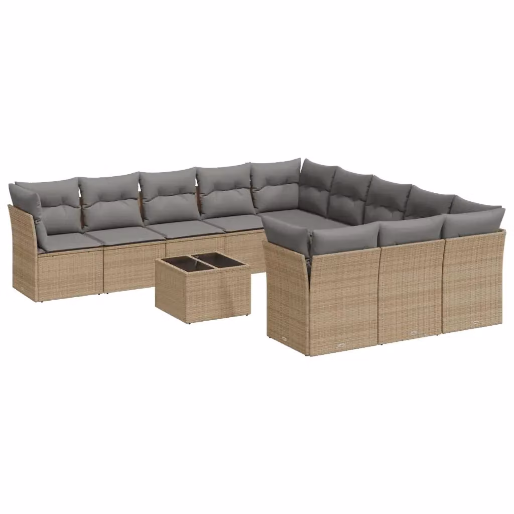 Set di divani da giardino VIDAXL in polyrattan con cuscini beige, 12 posti – 2