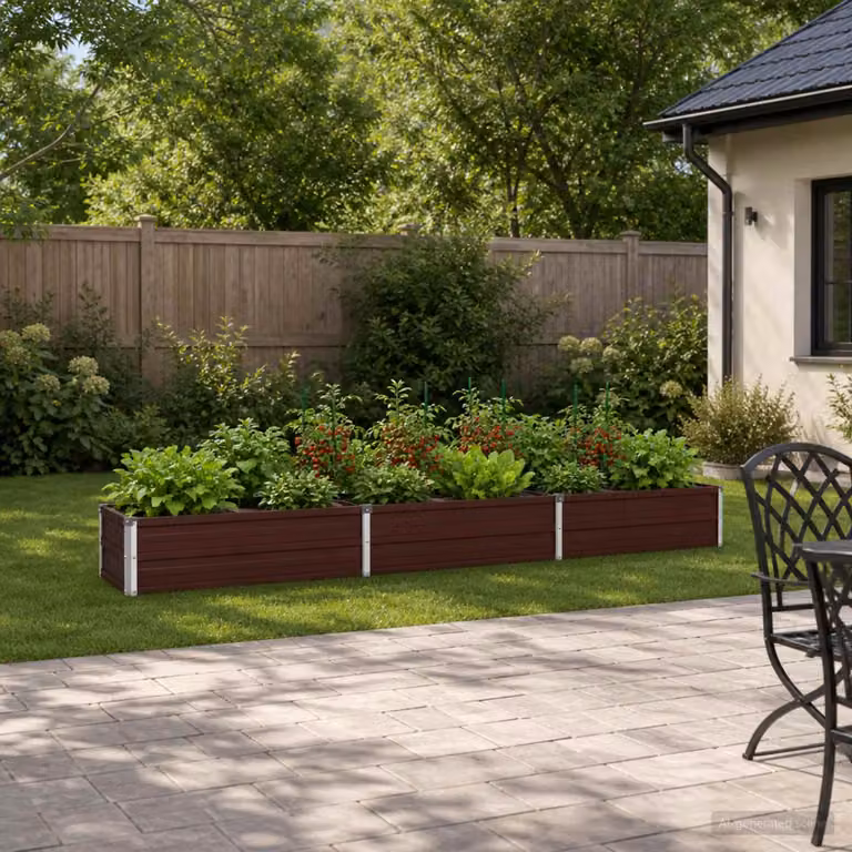Letto rialzato da giardino vidaXL in metallo Corten marrone L: 240 cm, P: 40 cm, H: 24 cm