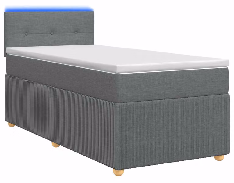 Letto a molle con materasso grigio scuro 90 x 200 cm in tessuto