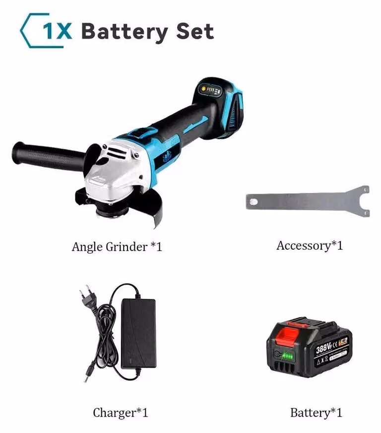 Smerigliatrice angolare Accu - 125 mm - Smerigliatrice a batteria - 18V - Motore brushless - 8500 giri/min - 3000W - 3 velocità