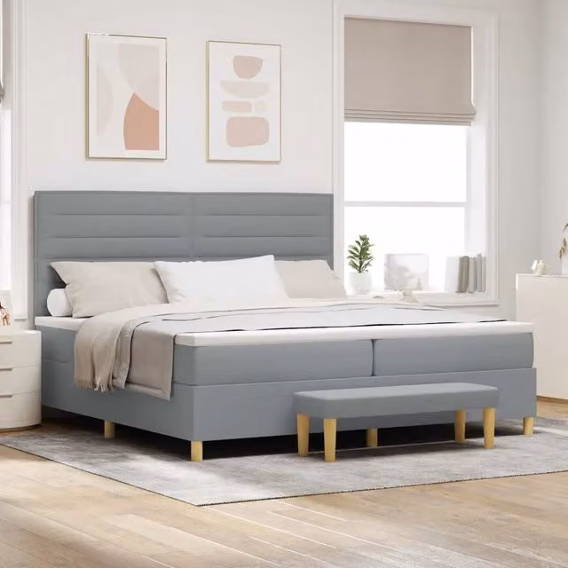 Letto a molle con materasso vidaXL in tessuto grigio L: 200 cm, P: 200 cm, H: 128 cm