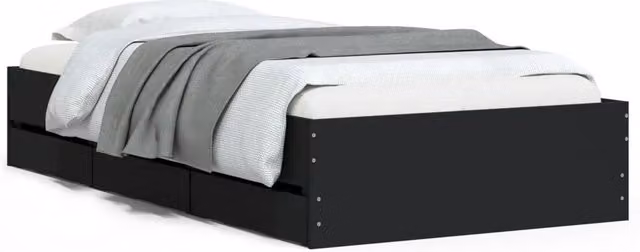 Letto singolo moderno DESIGN IN con cassetti in legno multistrato nero L 193 cm x P 78 cm x H 33 cm – 1