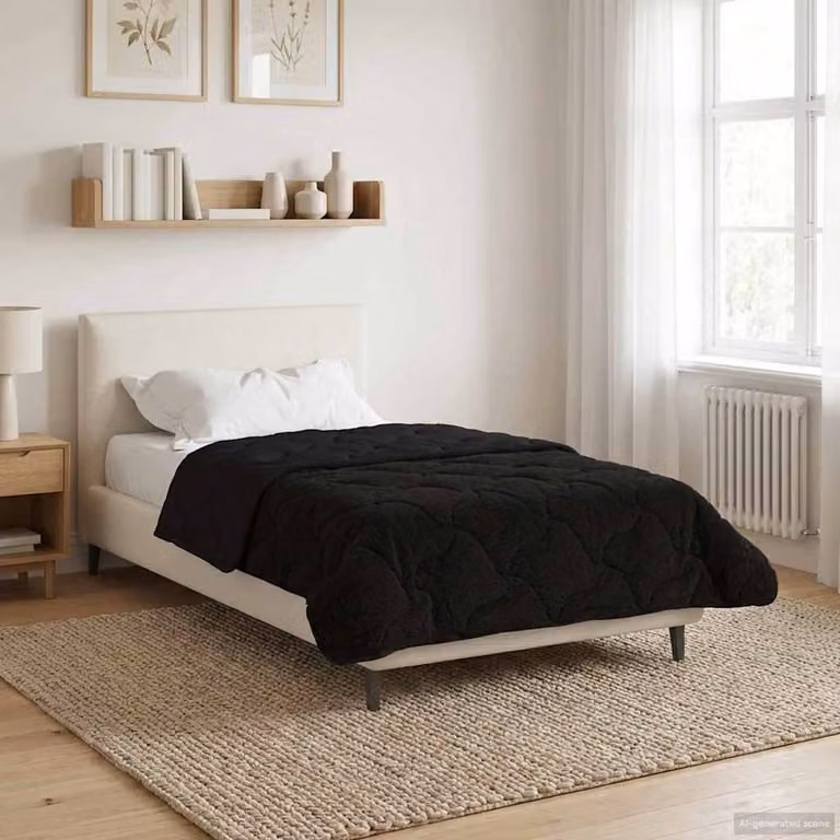 Piumone Completo Annuale Trapuntato vidaXL in Microfibra Reversibile e Traspirante, Nero, L 135 x P 200 cm