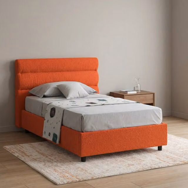 Brez, Letto Singolo Sfoderabile Made in Italy, Arancione