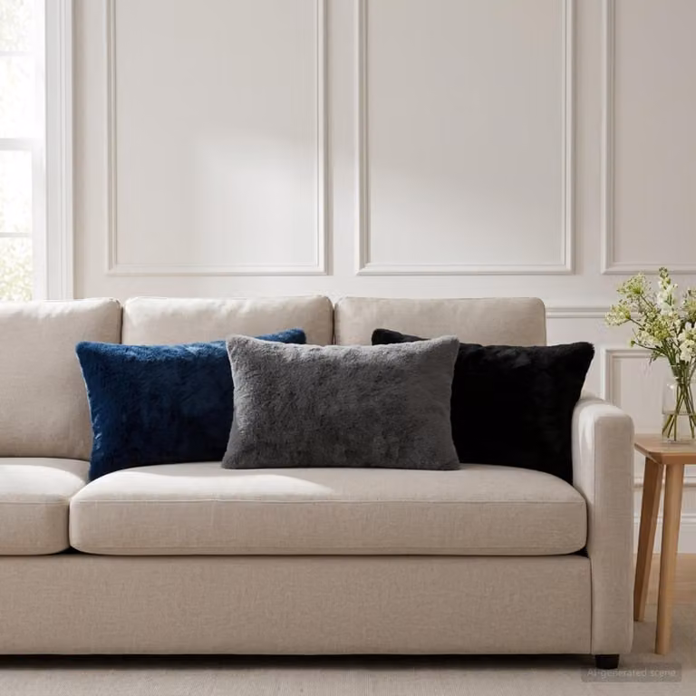 Set di 6 federe vidaXL HEERLEN in ecopelliccia, Grigio e Blu, L 40 cm x P 60 cm