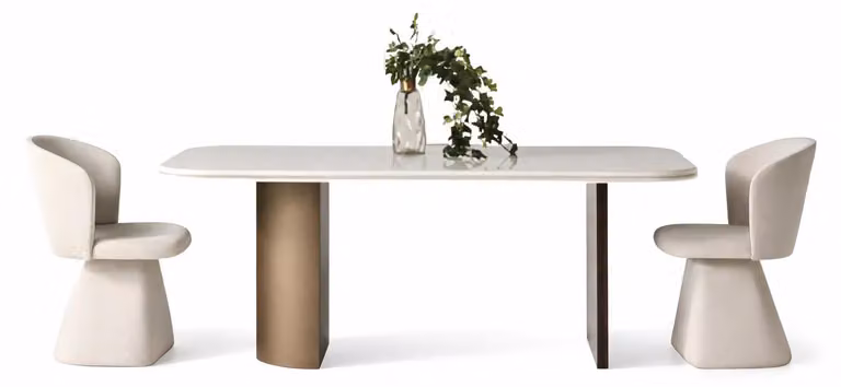 Elegante tavolo da pranzo con due sedie, dal design moderno e raffinato
