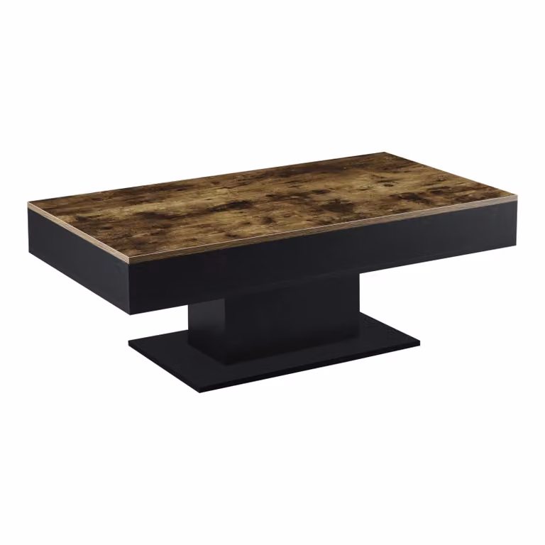 In And OutdoorMatch Tavolino Shanie - Con spazio di archiviazione - 110 x 60 x 40 cm - Nero e legno - Truciolato - Design moderno