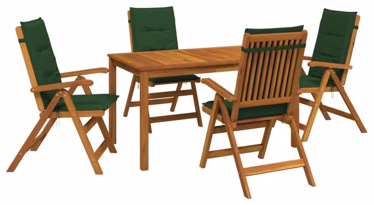 Set da pranzo da giardino, 5 pezzi, in legno massello di acacia naturale