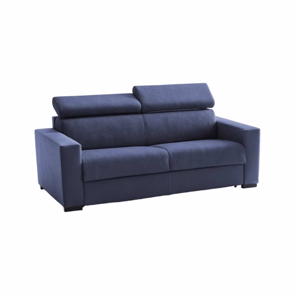 Action Divano Letto 3 Posti Talamo Italia Blu con Coperture Sfoderabili e Poggiatesta Regolabile L: 220 cm, P: 95 cm – 2