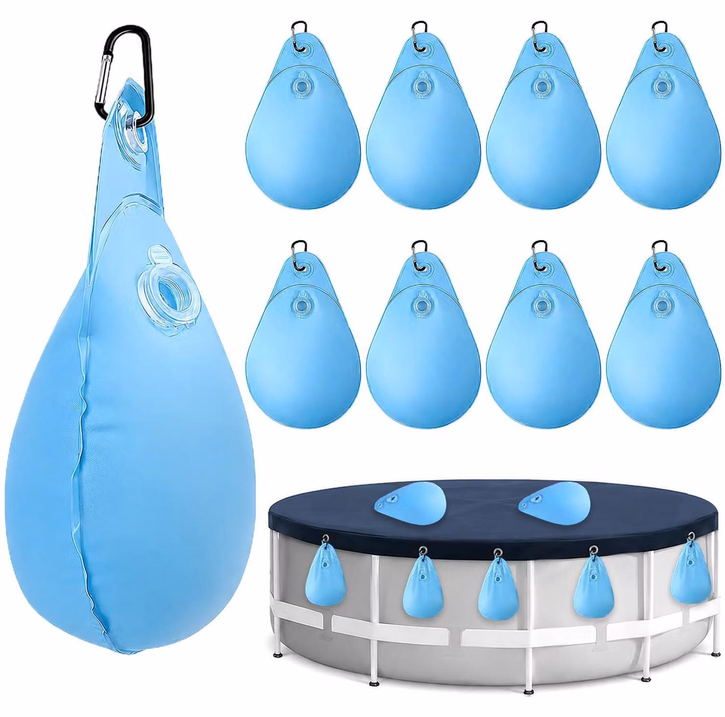 Copertura per piscina, pesi, sacco d'acqua, confezione da 8 pezzi, sacco d'acqua per piscina per protezione invernale