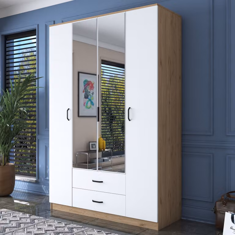 Skye Decor, BA131 - 3052, armadio, noce, pannello truciolare rivestito al 100% in melamina di classe E1, 210 x 51,5 x 210 cm