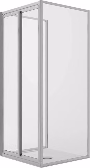 Box Doccia Clint IDRALITE a 3 Lati con 2 Ante Battenti e 2 Pannelli Fissi, Cristallo Trasparente, L: 100 cm, P: 80 cm, H: 185 cm