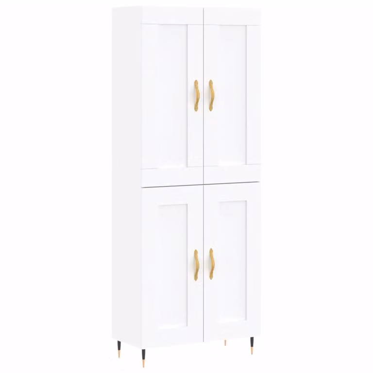 Credenza Bianca 69,5x34x180 cm in Legno Multistrato