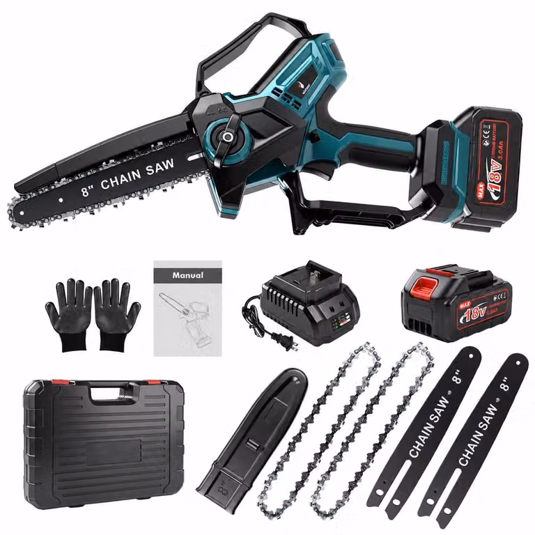 Troncatrice elettrica compatta - Lame da 8 pollici - Potenza di 600 watt - 2 batterie da 18V, 3000mAh