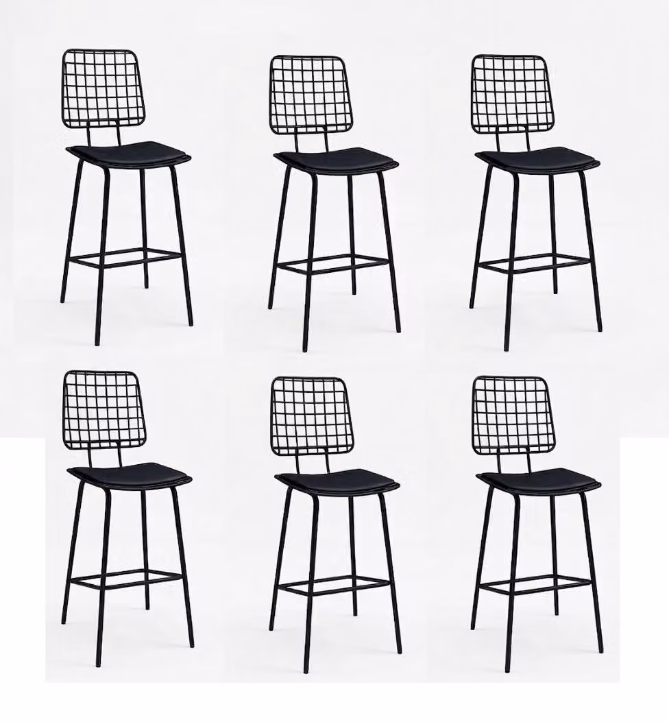 Set di 6 sgabelli da bar, design moderno, pratici, eleganti e confortevoli, colore nero