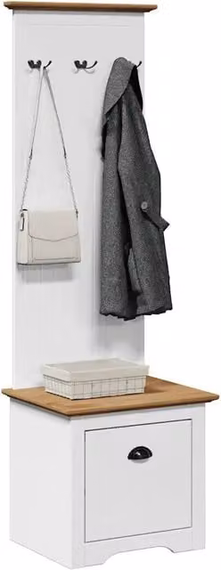 Mobile da ingresso rustico vidaXL in legno e metallo bianco e marrone L 50 cm, P 40 cm, H 157 cm