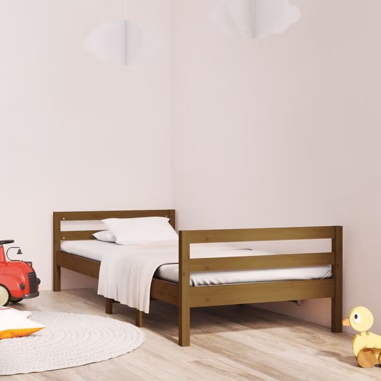 The Living Store Letto in legno massiccio marrone miele 75x190 cm pino