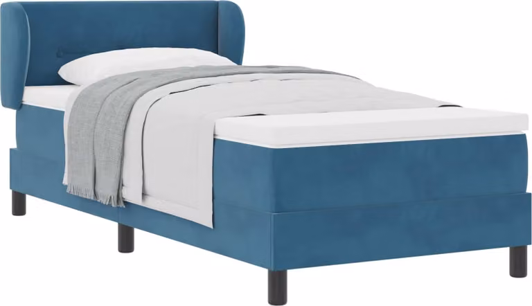 Letto a molle con materasso blu scuro 80 x 200 cm in velluto