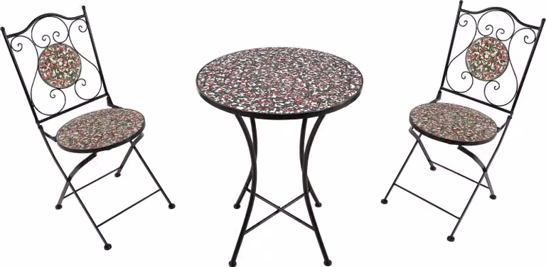 AXI Amélie Set Bistrot da Balcone, 2 Sedie 1 Tavolo, Set Bistrò Veranda Rosa rosa - Set Bistro da Giardino, Tavolo Bistro a Mosaico per Giardino/Balcone/Terrazza