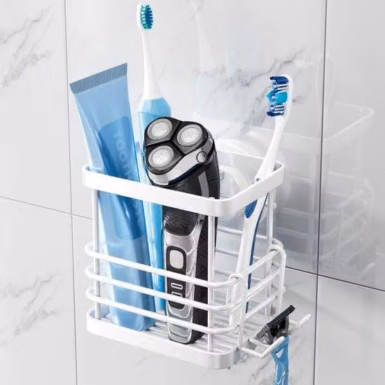 Supporto da parete per spazzolino da denti, acciaio inossidabile, portata 5 kg, resistente all'acqua, bianco