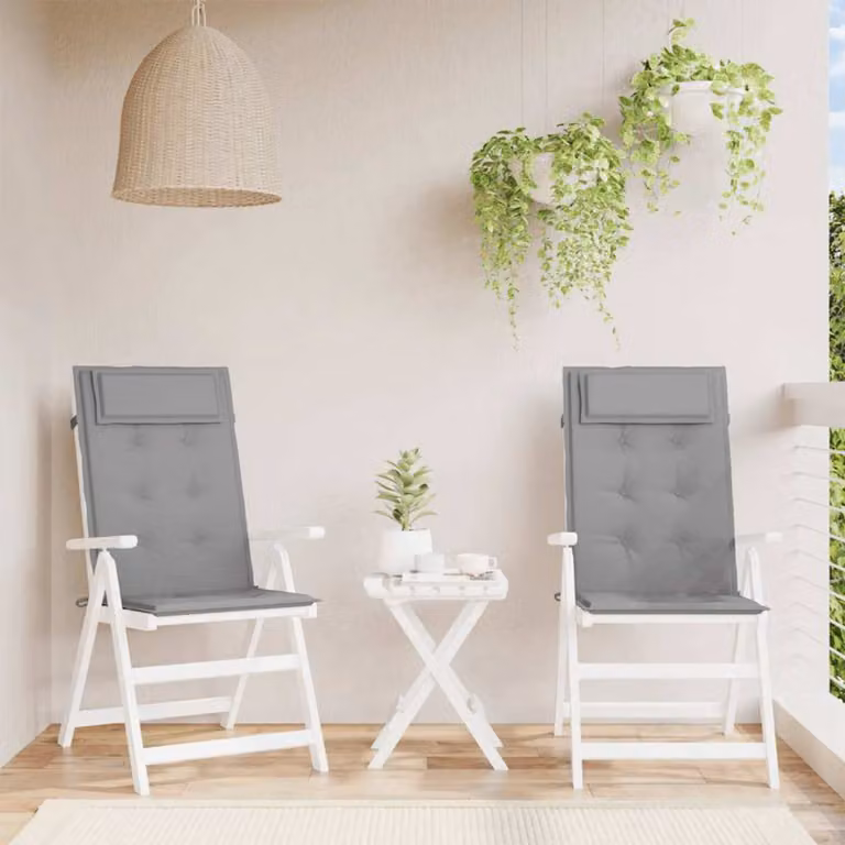 Set di 2 cuscini per sedia con schienale alto vidaXL in tessuto Oxford grigio, impermeabili e traspiranti
