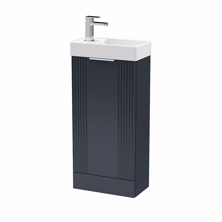 Mobile Bagno a Terra Scanalato con Lavabo 400mm Antracite Satinato