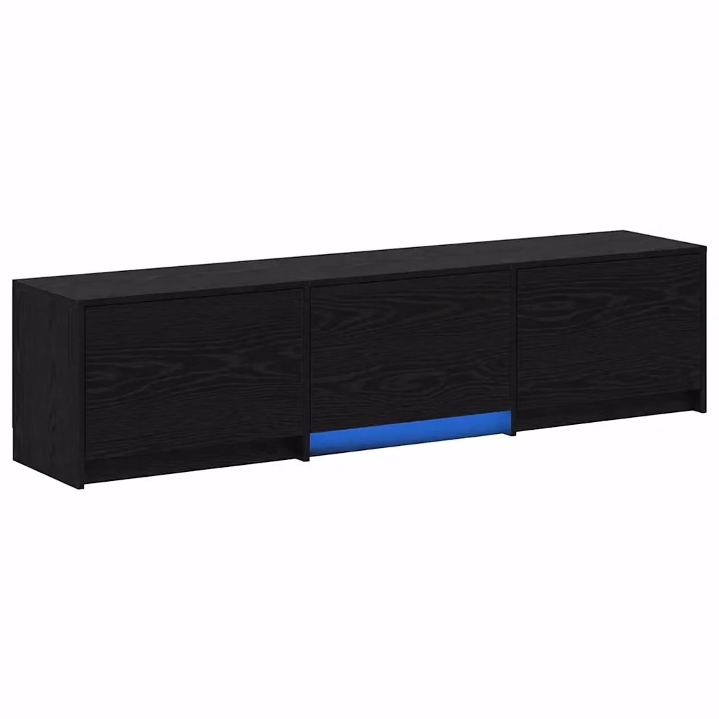 Mobile TV moderno vidaXL con illuminazione LED integrata, Rovere Nero, L: 162,5 cm, P: 34 cm, H: 40 cm – 2