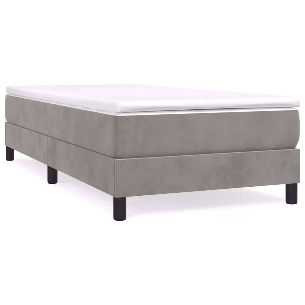 Letto con Giroletto a Molle e Materasso Ibrido vidaXL in Velluto Grigio e Bianco L/P/H: 190 x 90 x 25 cm – 2