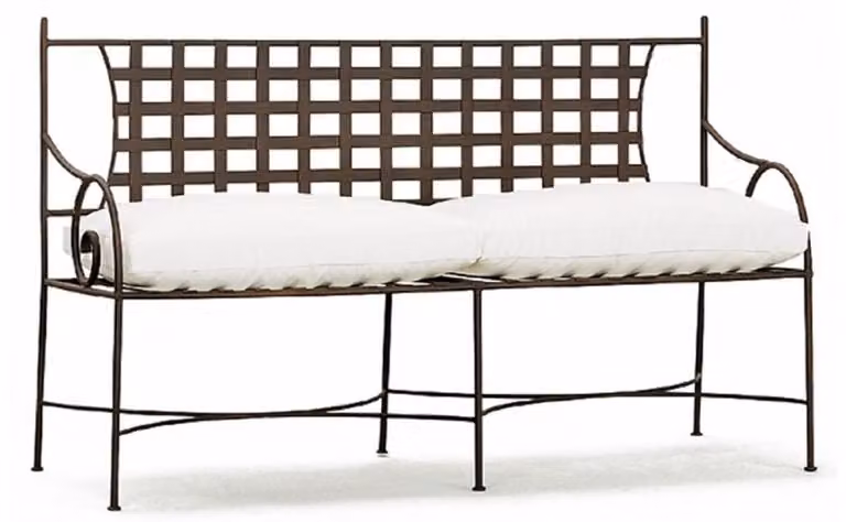 Casa Padrino panca da giardino in ferro battuto Art Nouveau marrone / bianco 160 cm