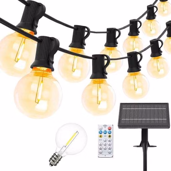 Ghirlanda luminosa a energia solare - 25+1 palline in plastica - 4 modalità - Impermeabile - Illuminazione da esterno - Giardino e terrazza - Bianco caldo 2700K