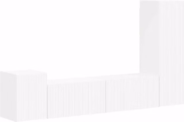 Set mobile TV Montaggio a parete 4 pz | Armadietto TV | Mobile Porta TV Bianco Legno multistrato