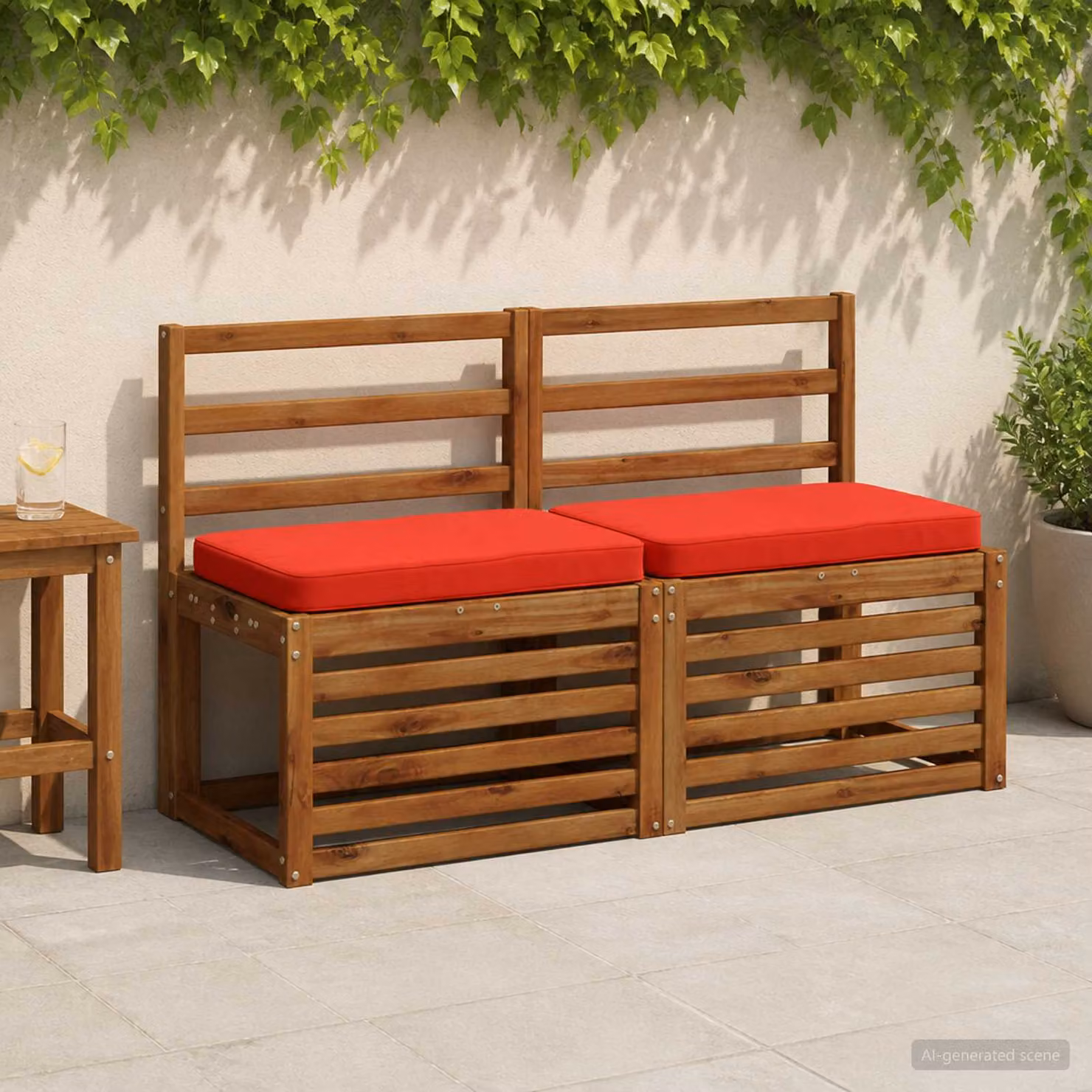 Cuscino per panchina vidaXL VUGHT in poliestere rosso con rivestimento rimovibile e lavabile