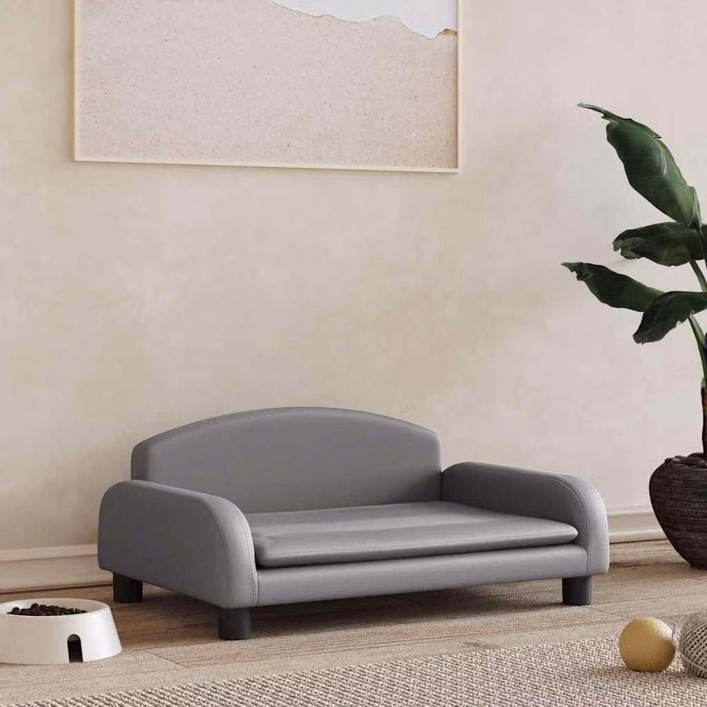 vidaXL Lettino per Cani in Similpelle Grigio L: 70 cm, P: 45 cm, H: 30 cm