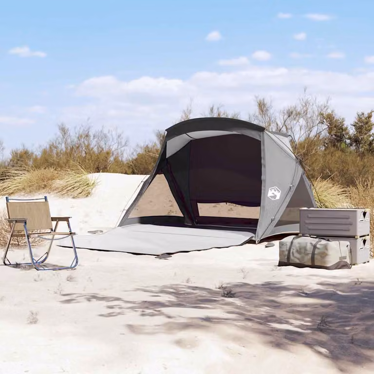 vidaXL Tenda da Spiaggia per 2 Persone Grigia Impermeabile in Poliestere L: 157,5 cm x P: 150 cm