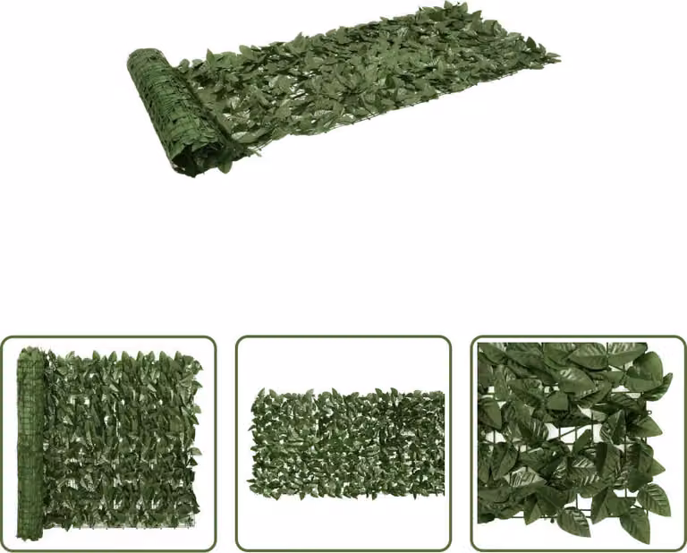 The Living Store Paravento per balcone con foglie verde scuro 200x75 cm
