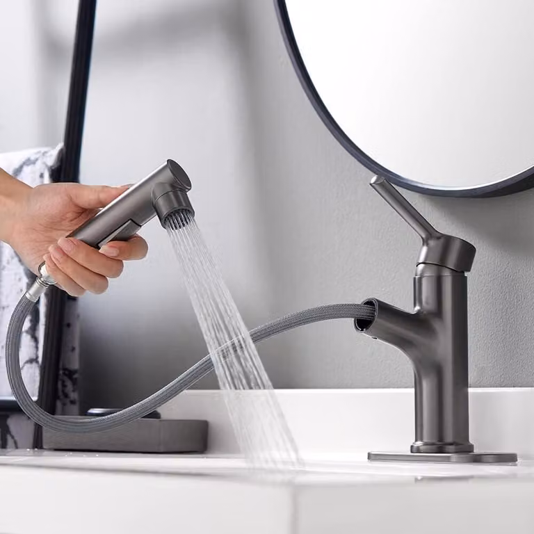 Miscelatori per lavabo con doccetta estraibile, rotazione a 360°, installazione monoblocco, confezione singola, per bagno