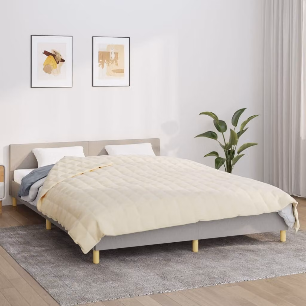 vidaXL Coperta Ponderata in Microfibra Beige L: 200 cm x P: 230 cm, 9 kg