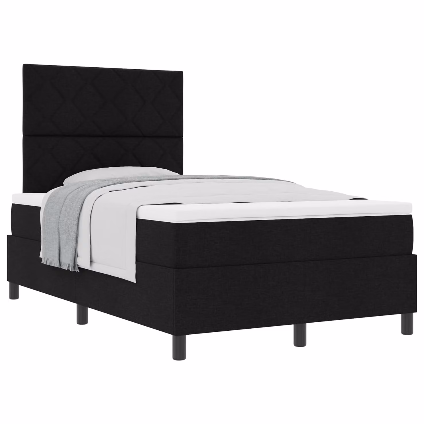 Letto a molle con materasso vidaXL Nero L 120 x P 200 cm