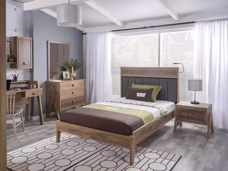 Kindermöbel Komplete Kinderbett Kinderzimmer Bett Holz Braun Set 4tlg