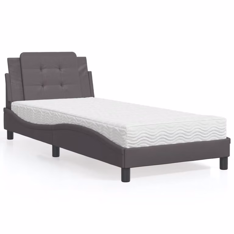Letto con Materasso Zadar vidaXL in Similpelle Grigio L: 80 cm, P: 200 cm