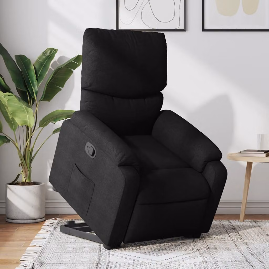 Poltrona Alzapersona Reclinabile vidaXL Nera in Tessuto con Assistenza Elettrica – 1